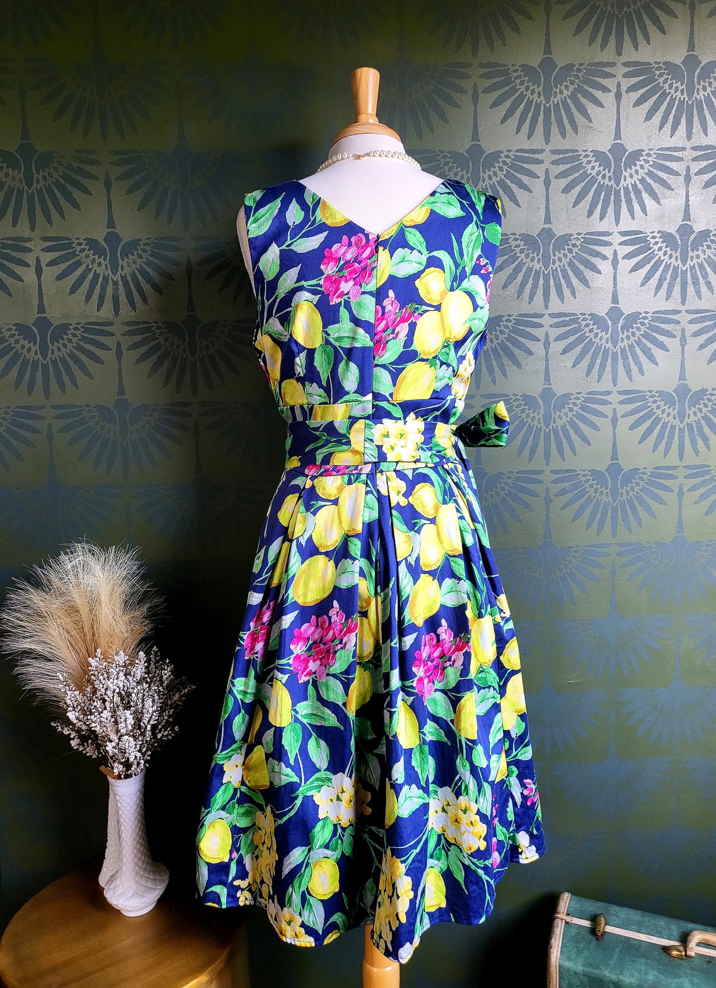 STYLE 1027 - 1950's Style Lemon Floral Fit & Flare Dress