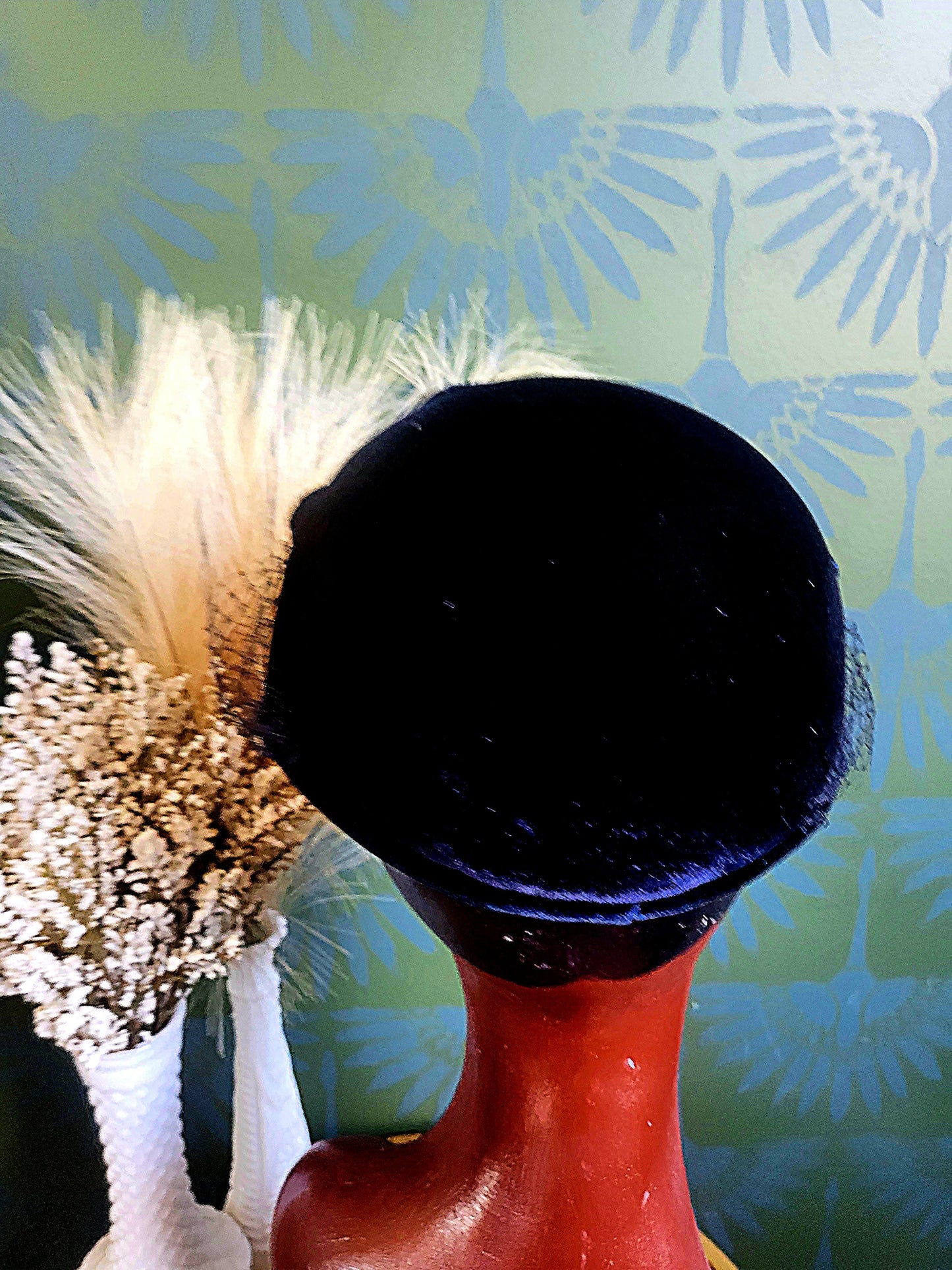 SOLD - Vintage 1950's Dark Navy Velvet Juliet Cap with Birdcage Veil