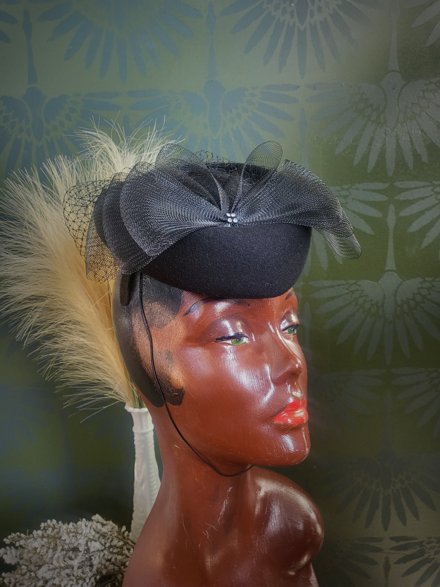 SOLD - Vintage 1950's "Bollman" Black Felted Wool Topper