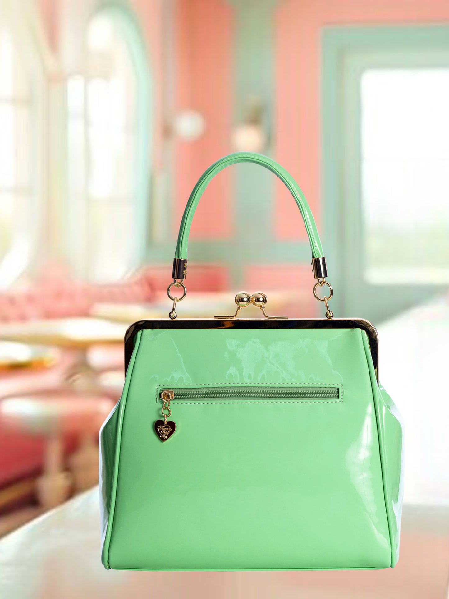 Vintage Style Handbag with Bow - Mint