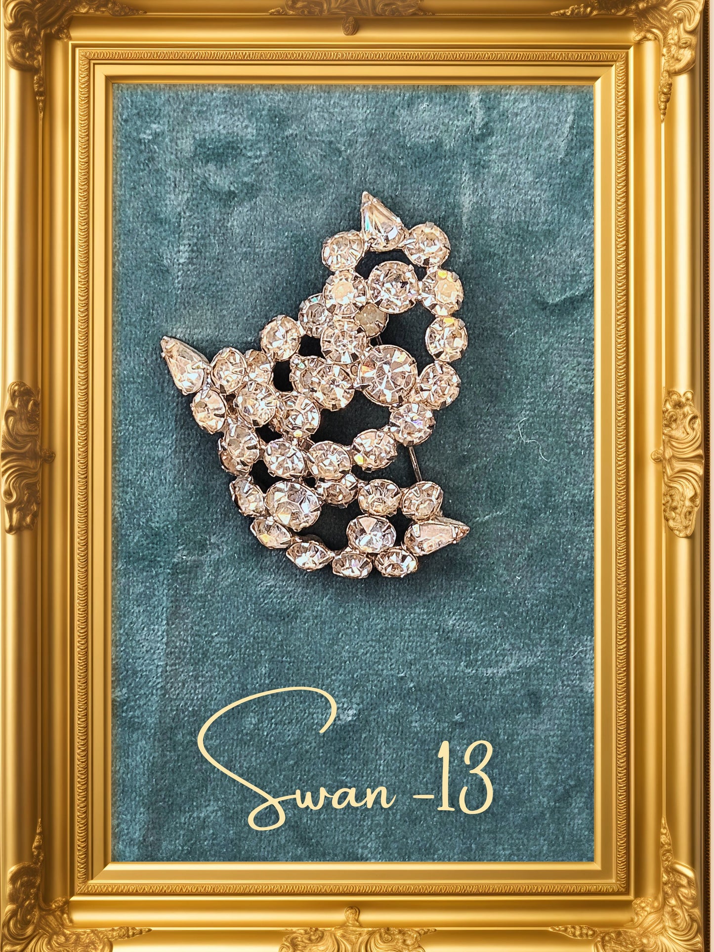 Vintage 1950's-1960s Rhinestone Brooch - Swan