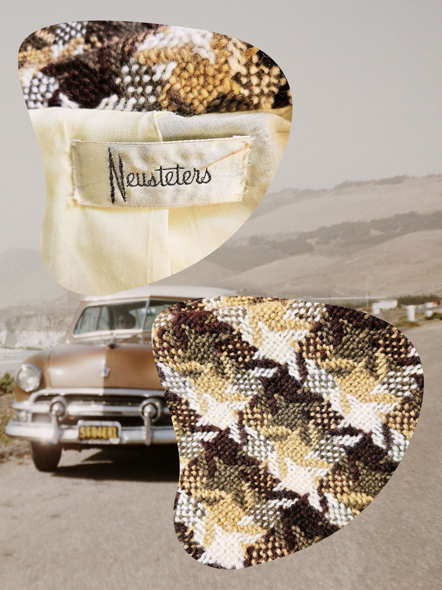 SOLD - Vintage 1950's-1960's "Neusteters" Wool Houndstooth Car Coat