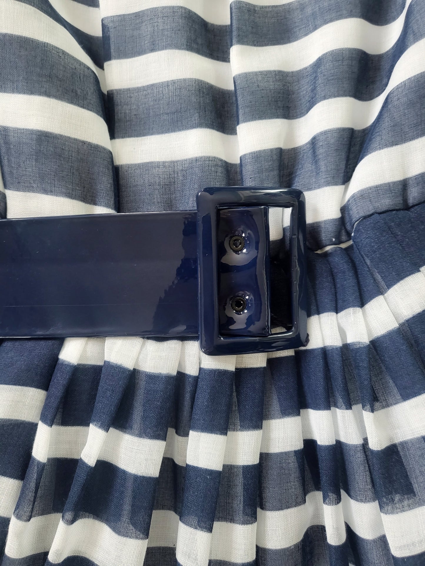 SOLD - Vintage Hartly Westwood Fashions Striped Full Skirt Dress -Navy/White