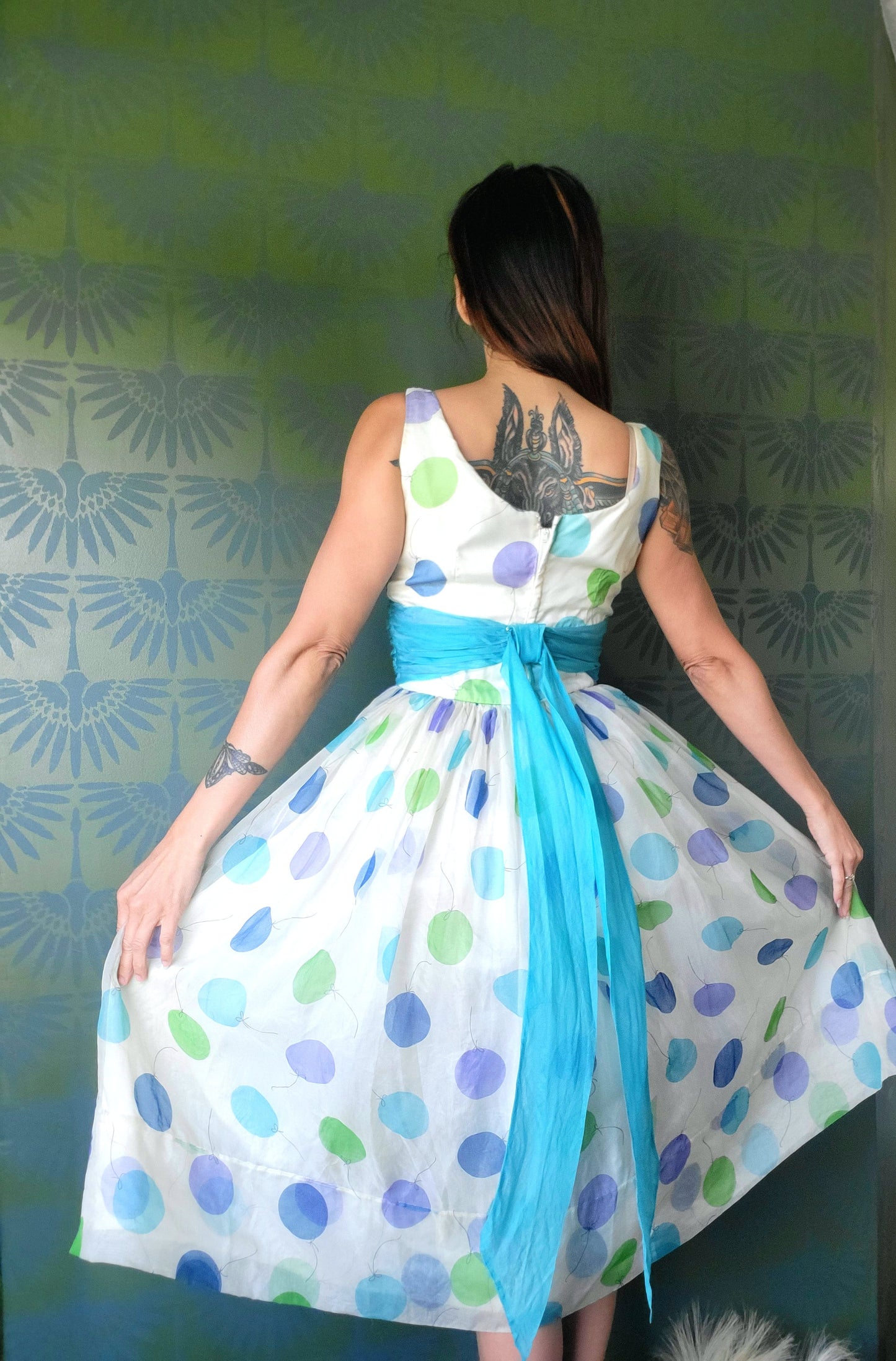 SOLD - Vintage 1950's Jr. Theme of New York Balloon Print Dress