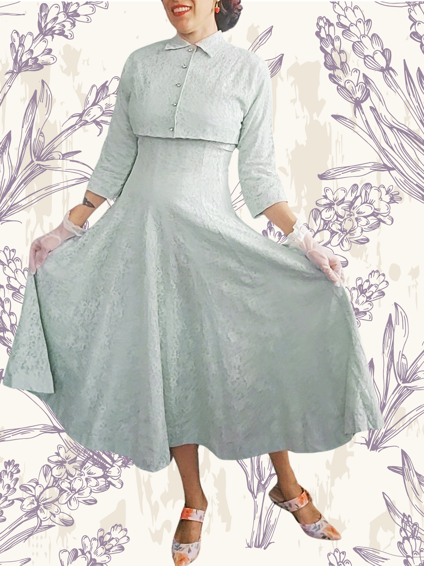 SOLD - Vintage 1950's Mint Lace Dress