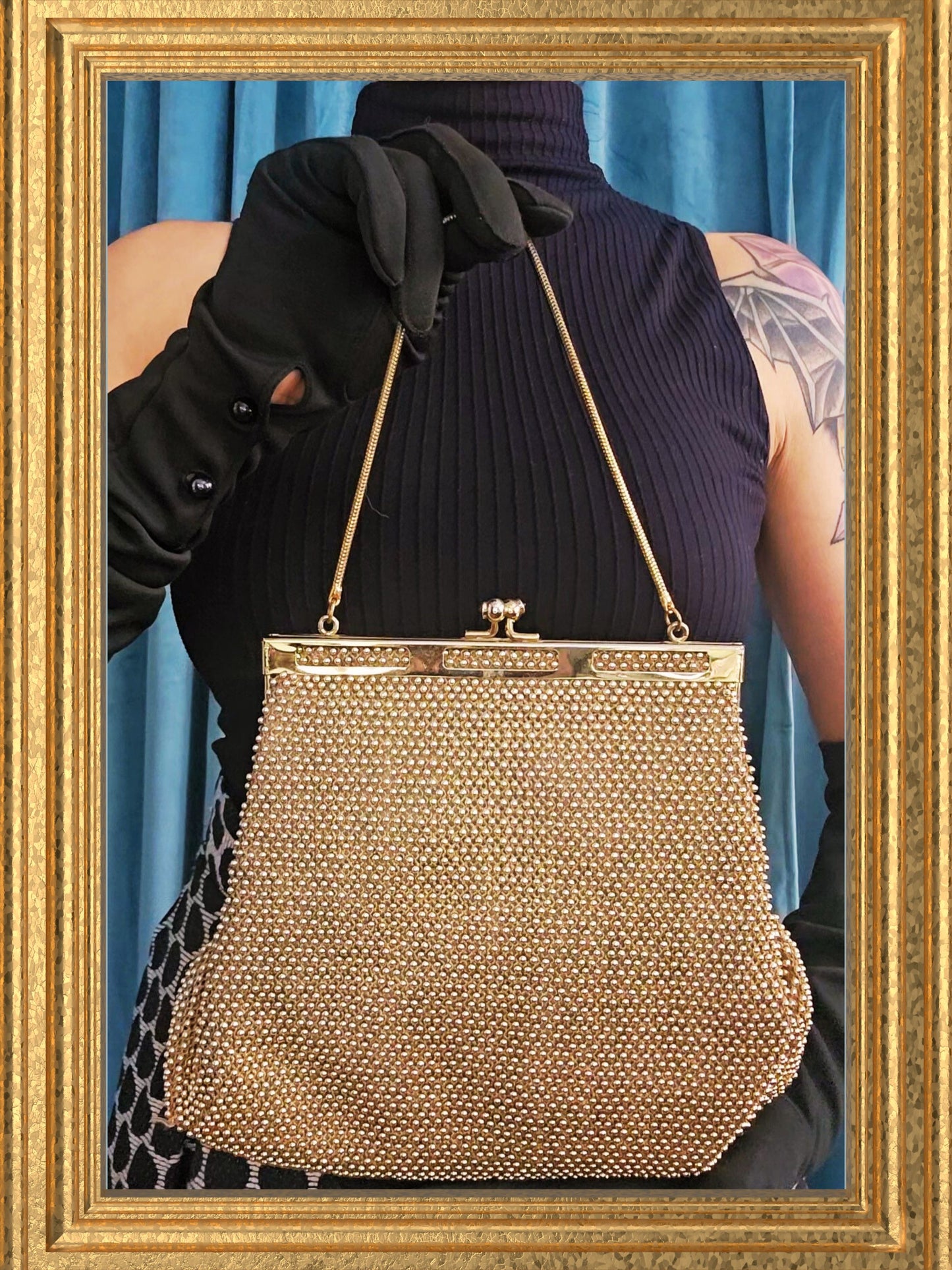 SOLD - "Lumured" Golden Petite Bead Handbag