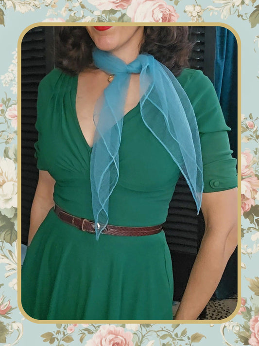 Vintage Sheer Teal Scarf