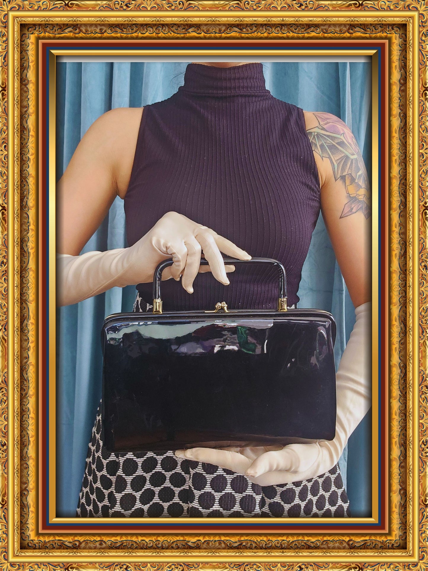 SOLD - Vintage Black Vinyl Handbag