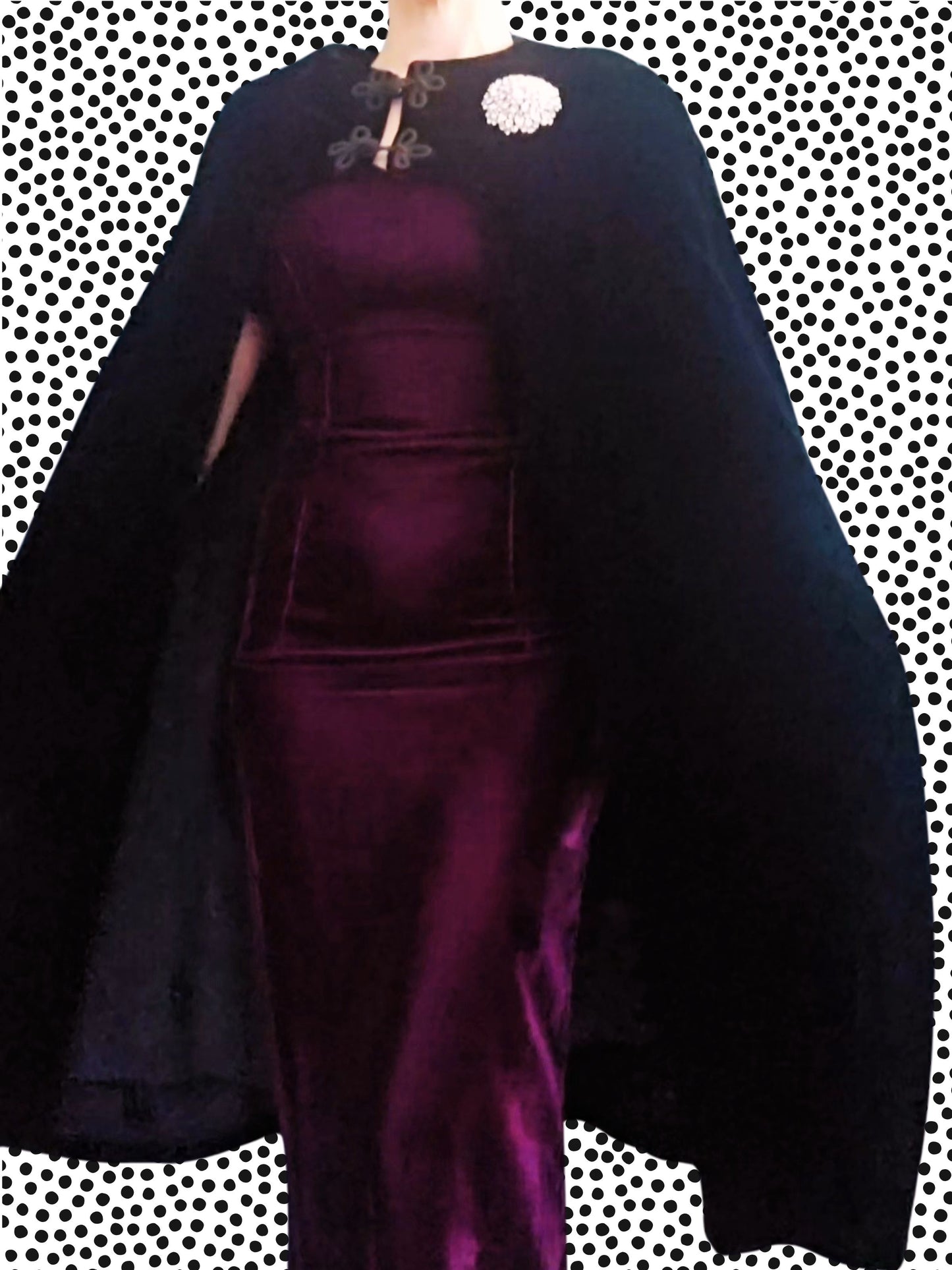 SOLD - Vintage 1960's Black Velvet Cape