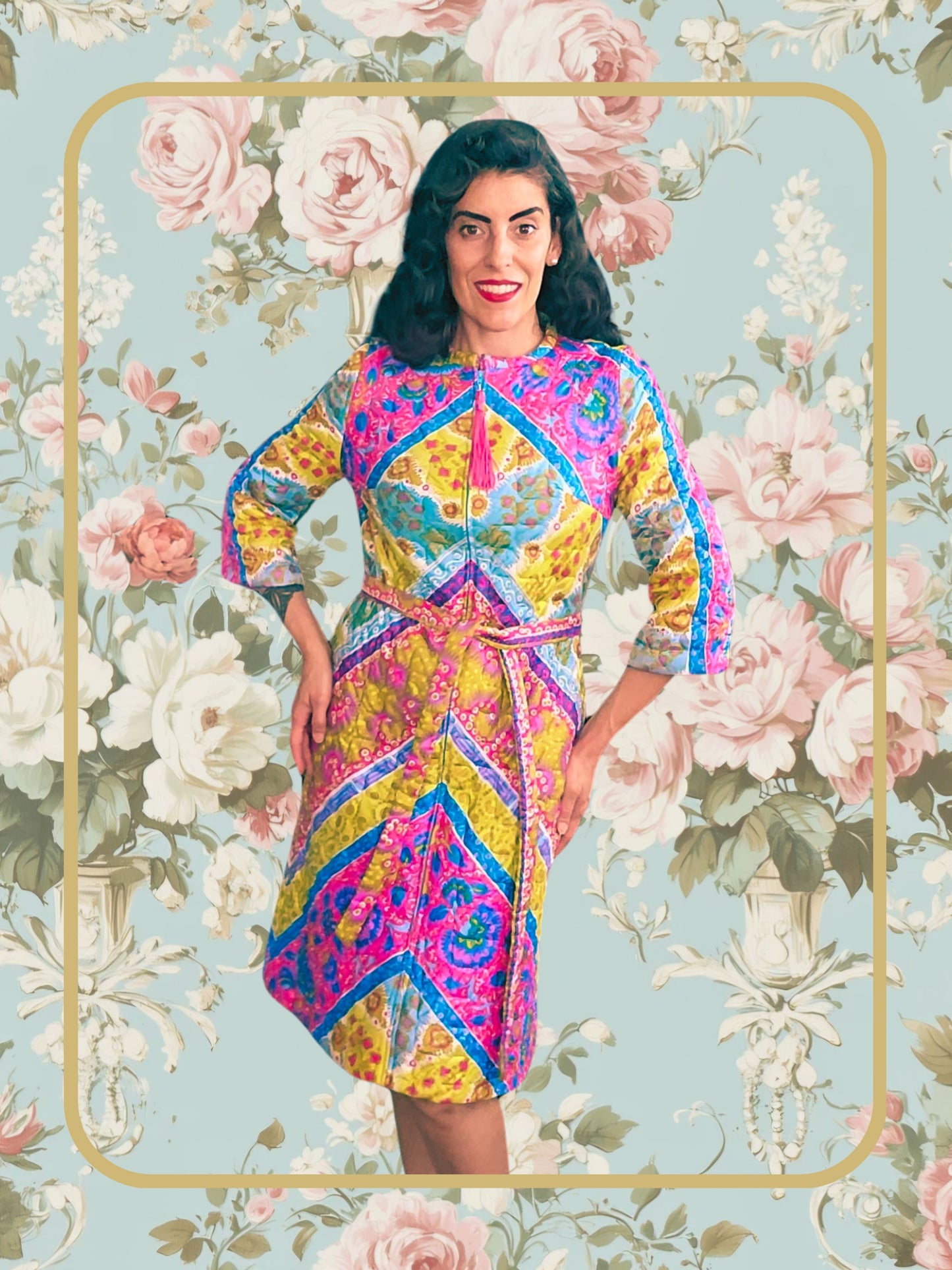 Vintage Quilted Lounge Coat