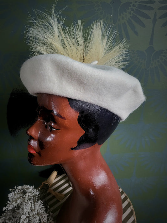 HAT91 - Vintage Style Beret (Ivory)