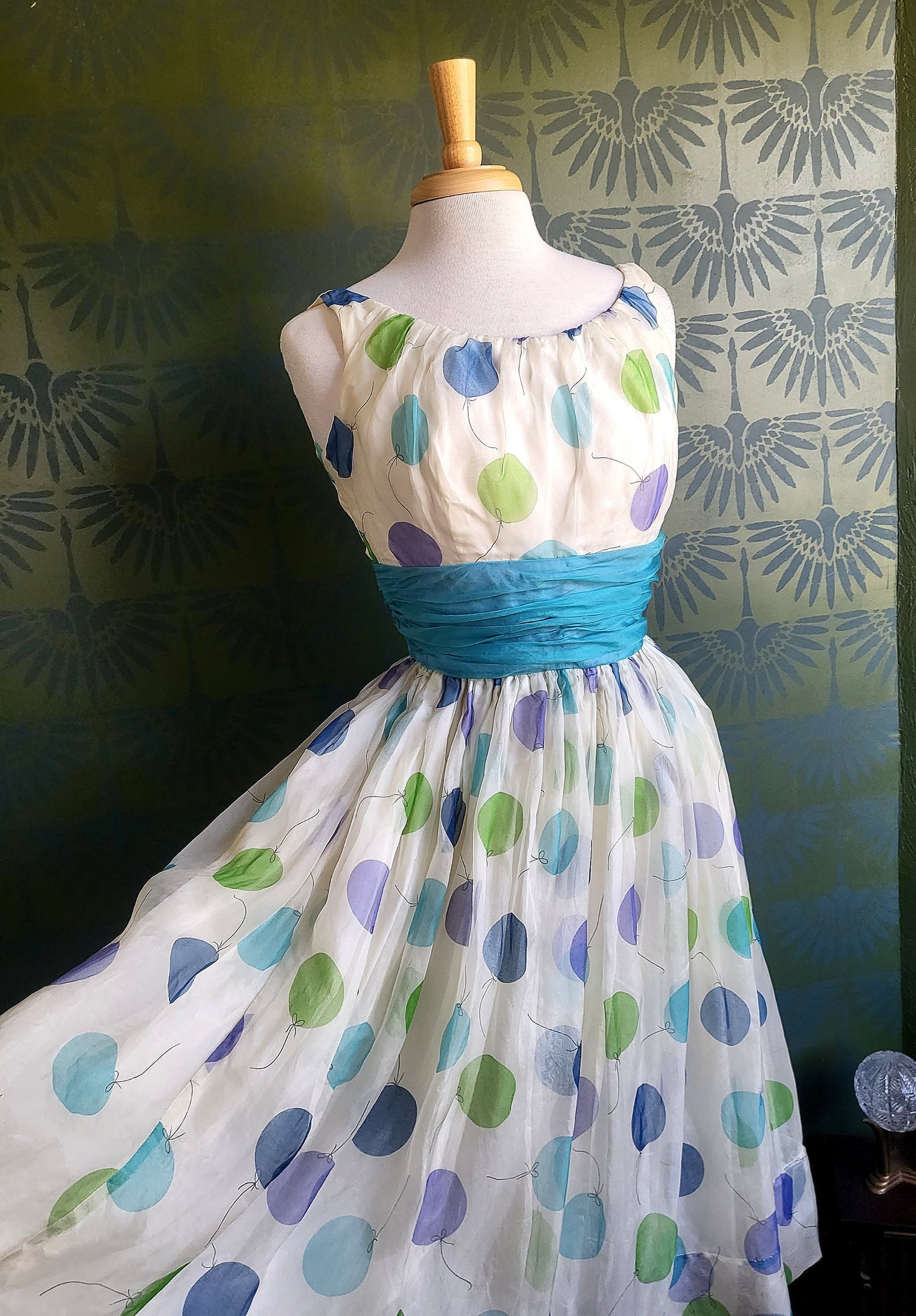 SOLD - Vintage 1950's Jr. Theme of New York Balloon Print Dress