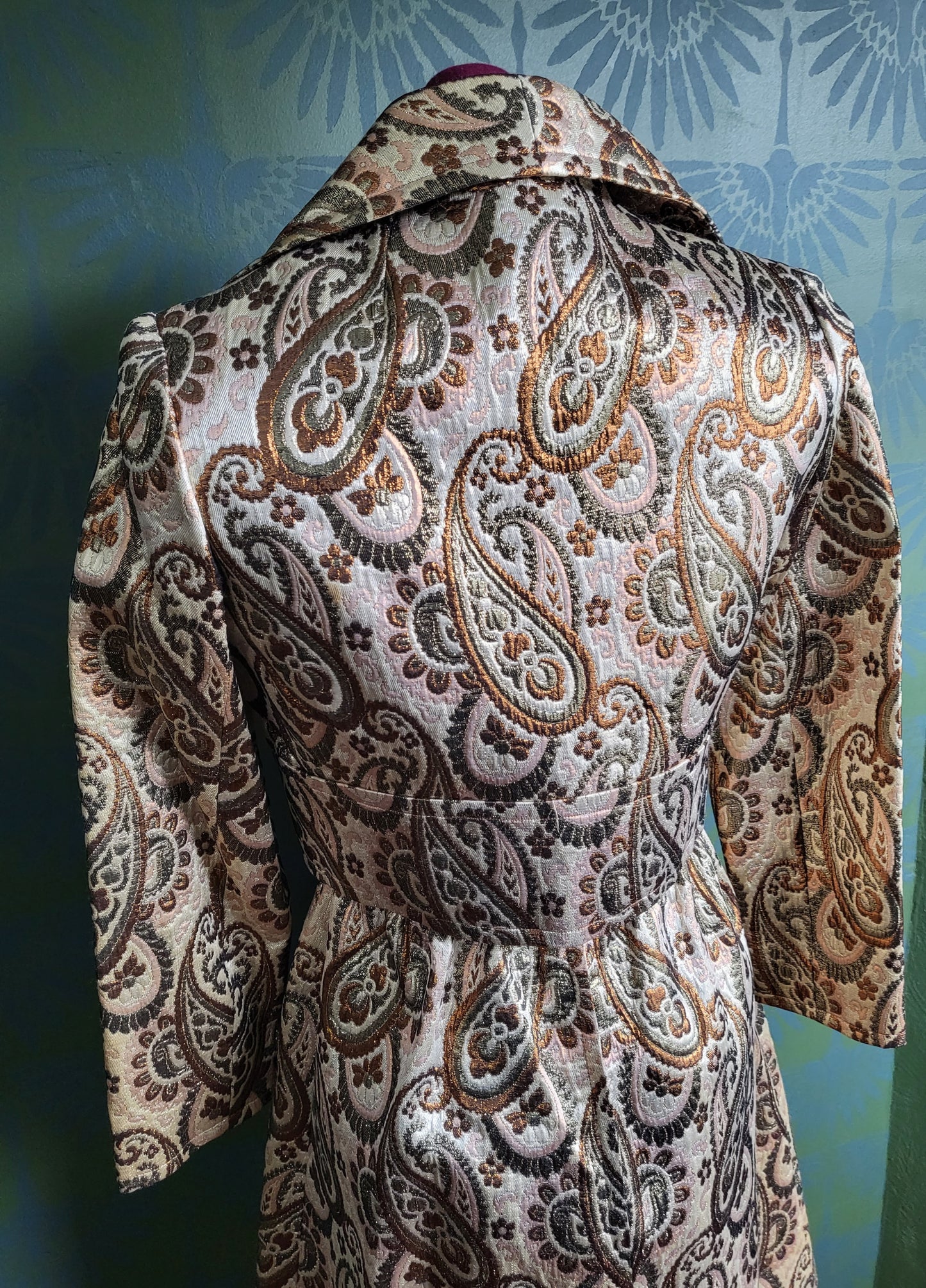 SOLD - Vintage 1960's Kent Original Metallic Bronze Paisley Short Gown with Jacket
