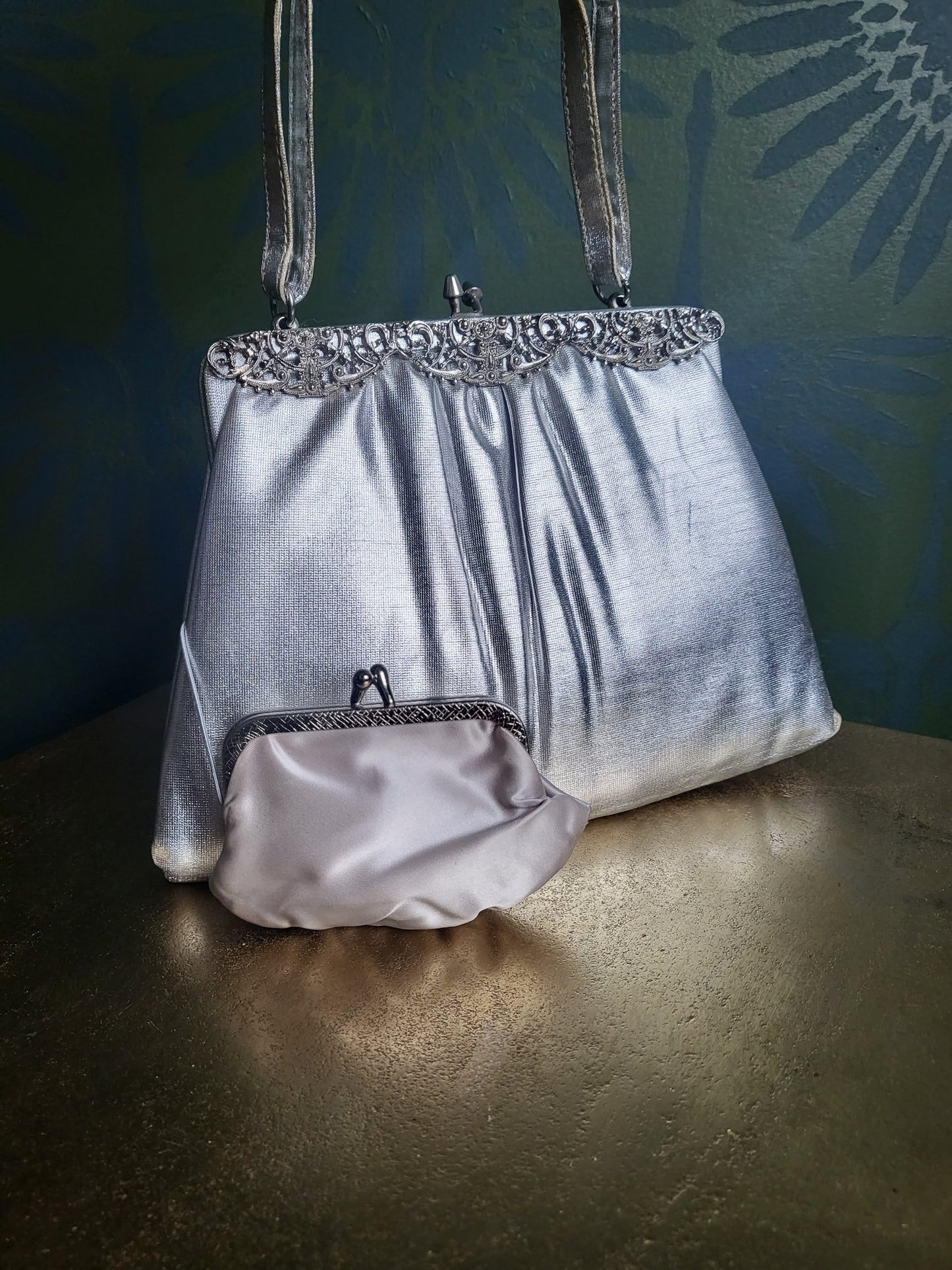 SOLD - Vintage 1950's "After Five" Cocktail Evening Bag by Lowry & Mund -Silver