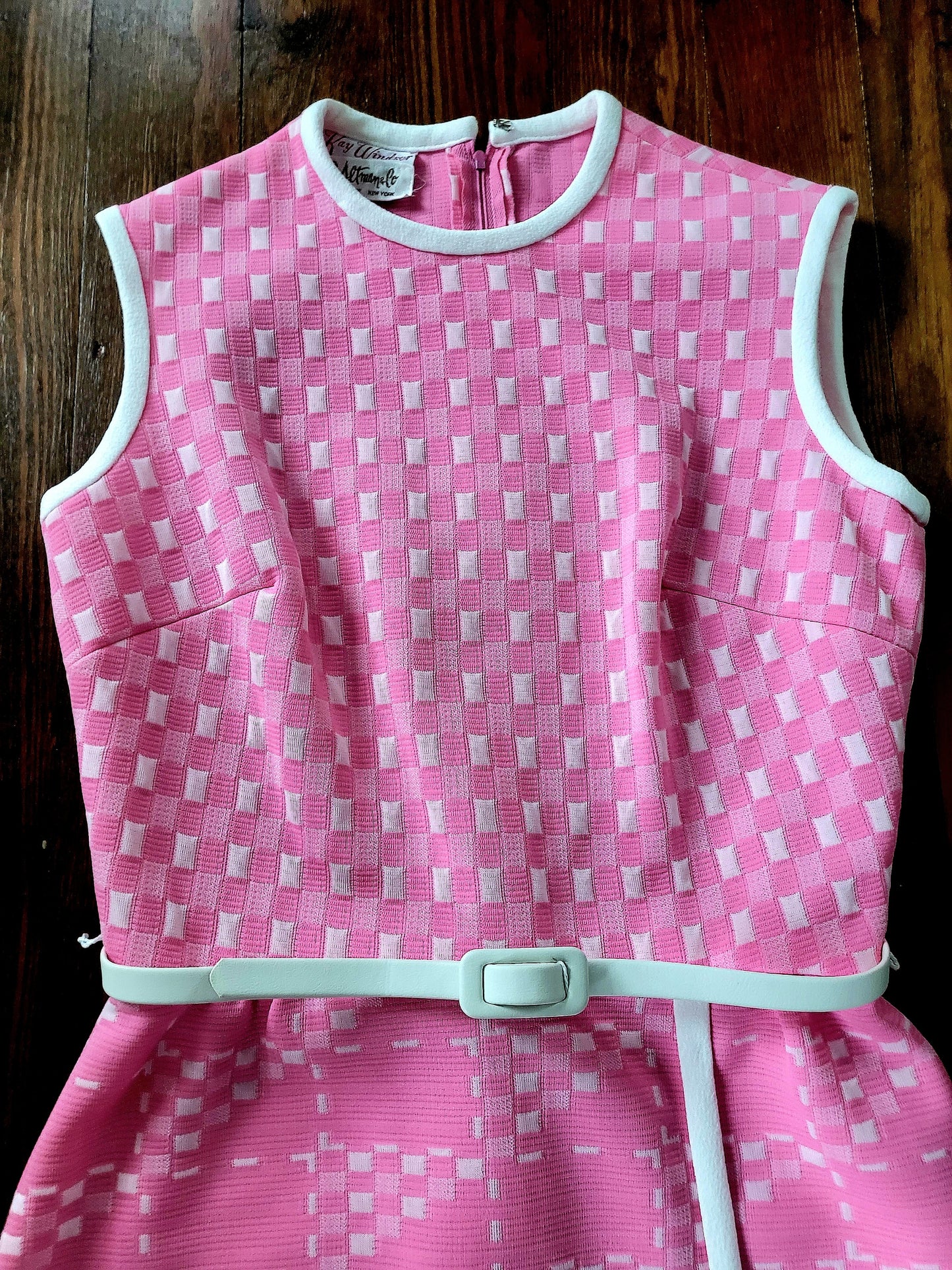SOLD - Vintage 1960's Kay Windsor for B. Altman & Co. Pink Check Shift Dress