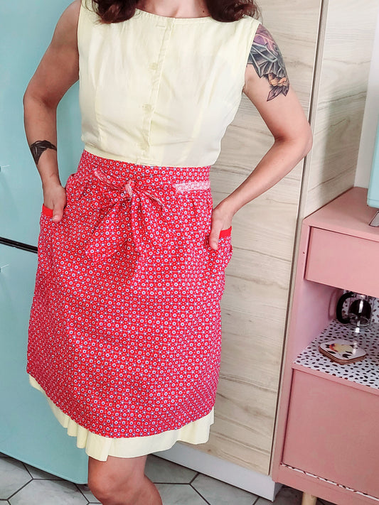 Vintage Style Red, White and Blue Ditsy Dot Half Apron