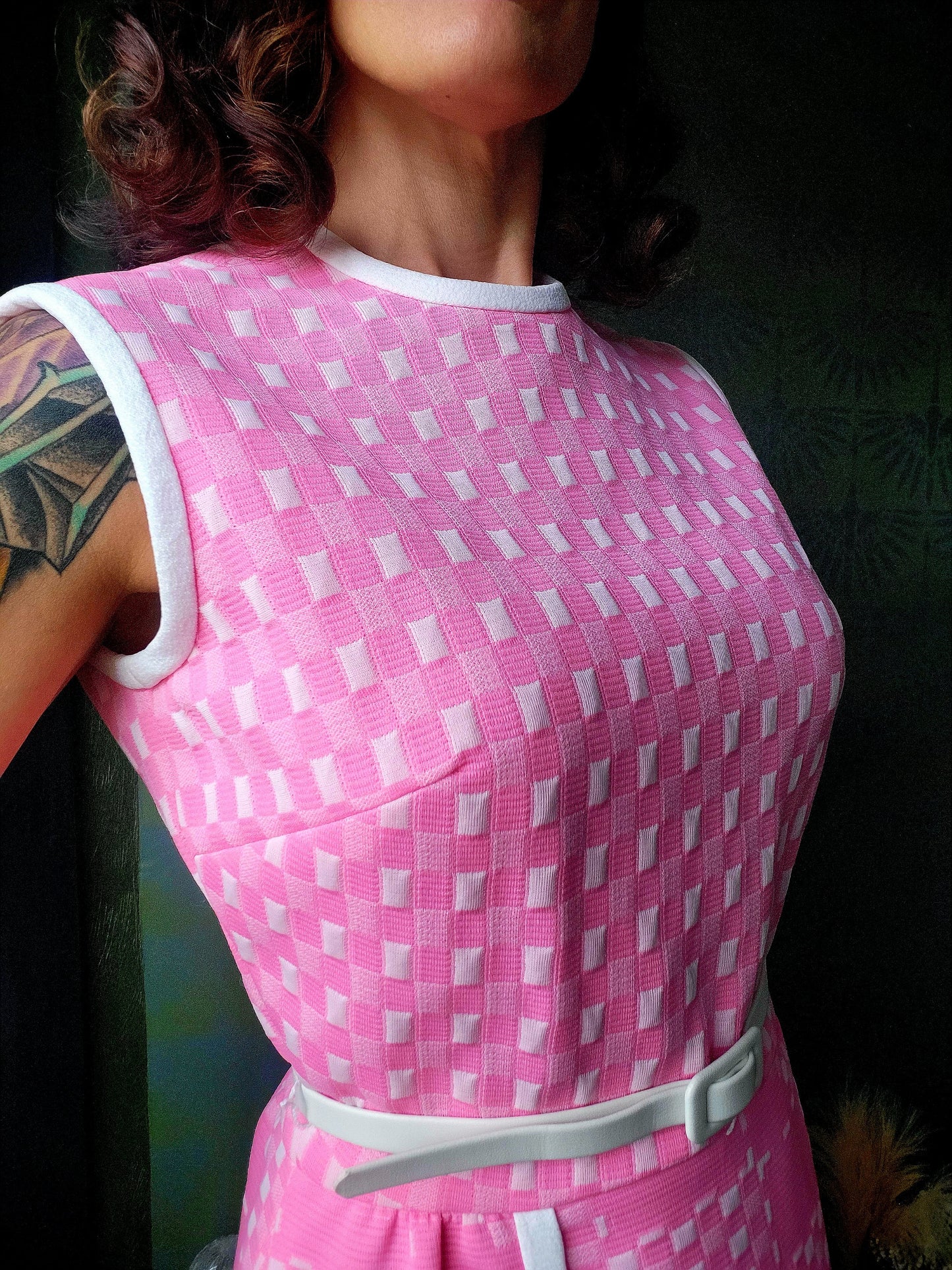 SOLD - Vintage 1960's Kay Windsor for B. Altman & Co. Pink Check Shift Dress