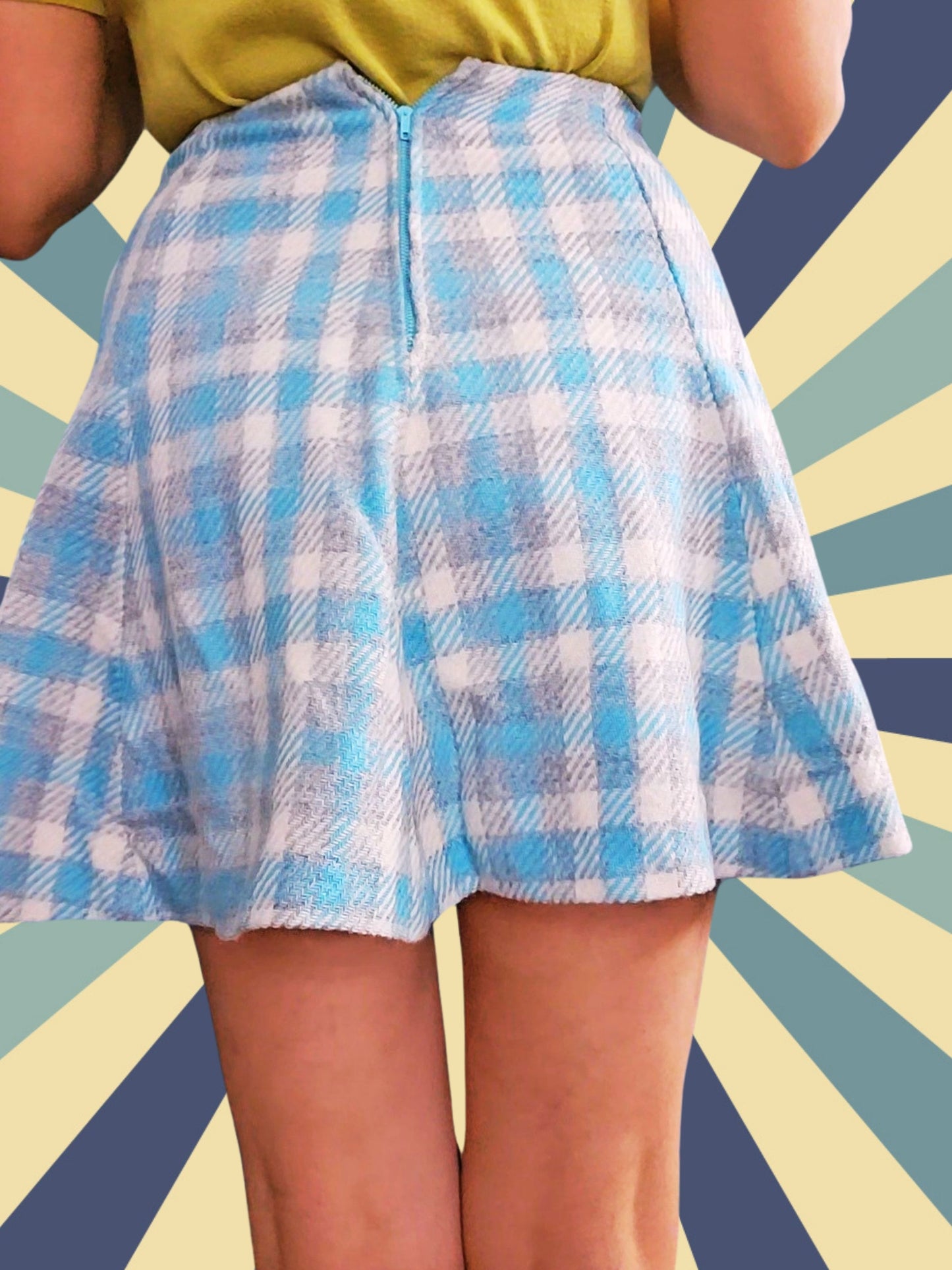 Style 4018 - 1960's Blue Check Mini Skirt