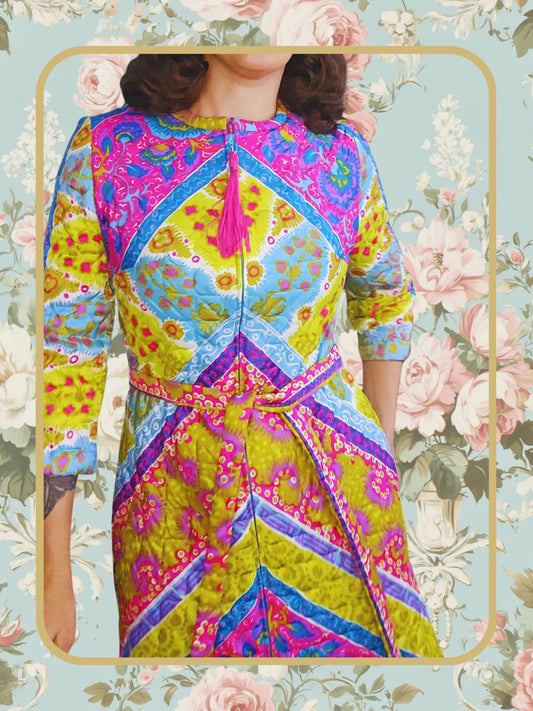 Vintage Quilted Lounge Coat