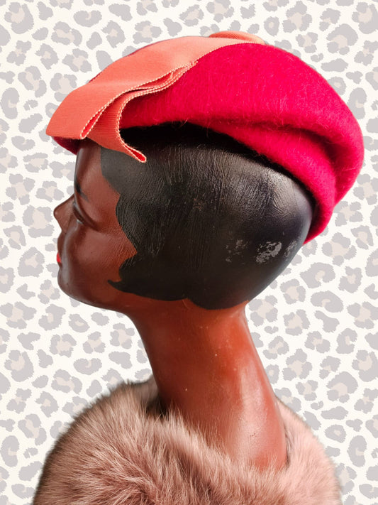 Vintage Red Structured Beret