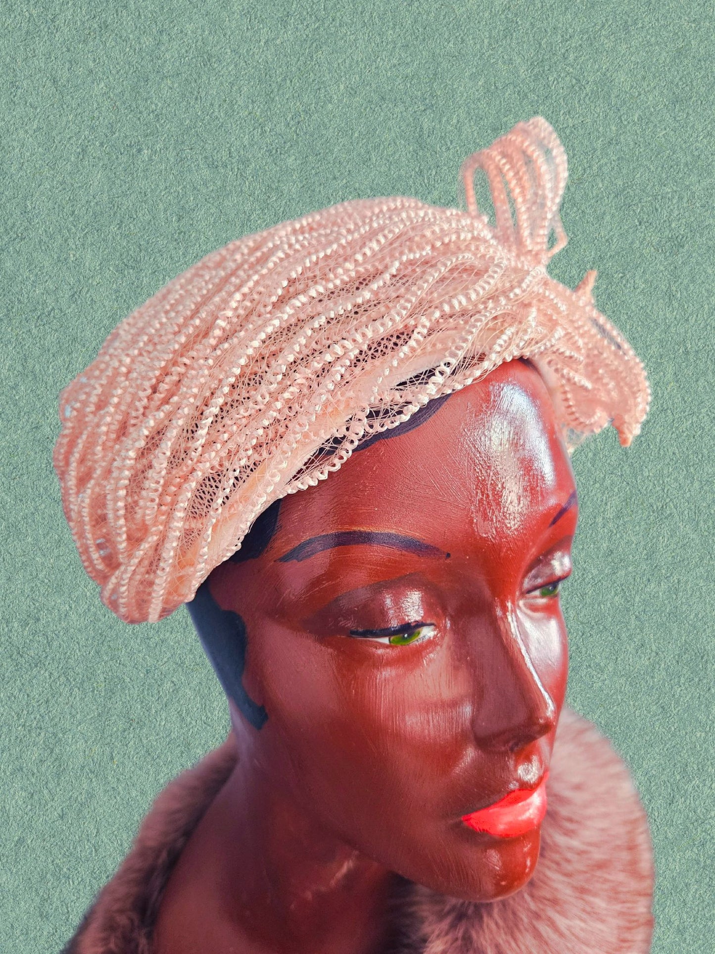 SOLD - Vintage 1950's Pink Woven Ribbon Topper