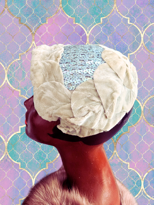 Vintage Blue Sequence Crescent Topper