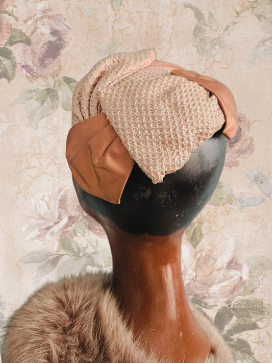 Vintage Mauve Bow Half Hat