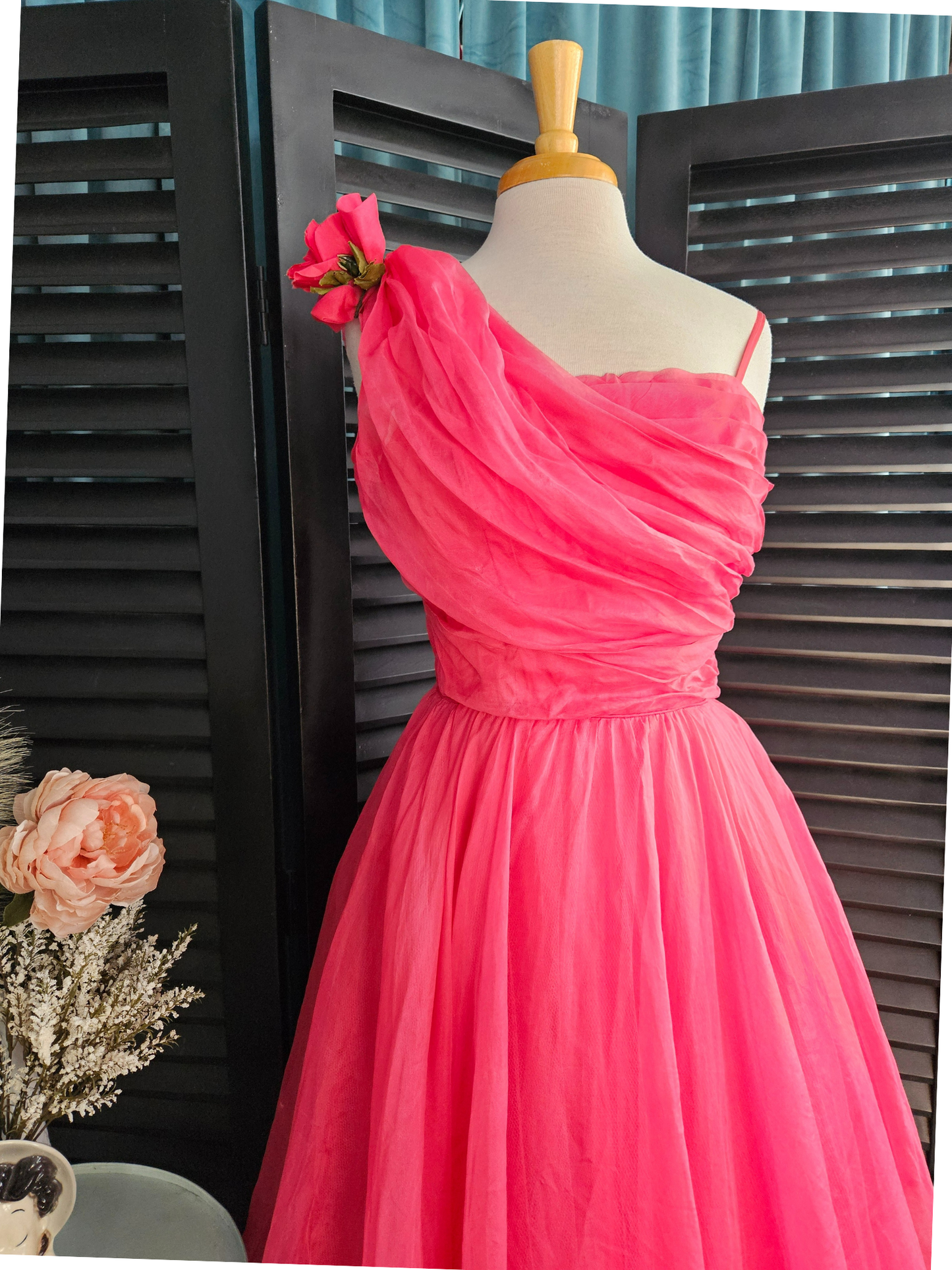 SOLD -Vintage 1950's Fuchsia Party Dress
