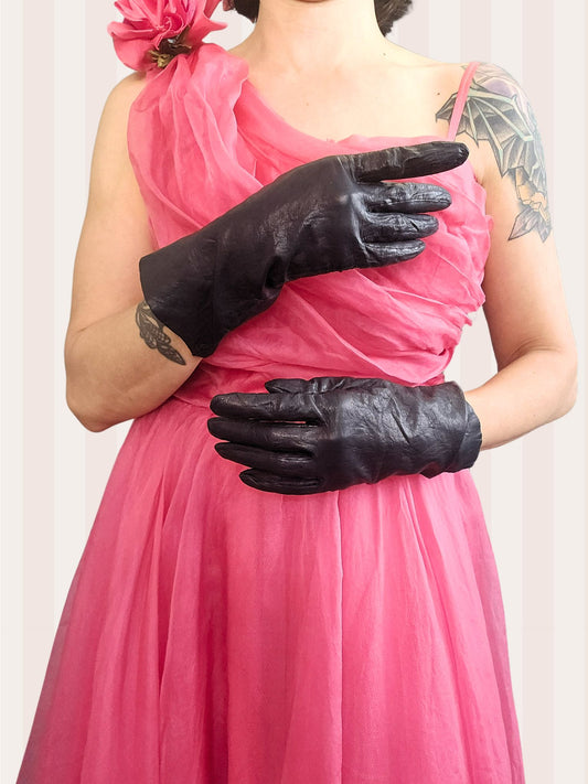 Vintage Black Leather Gloves