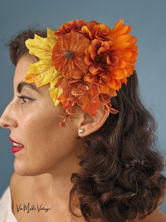 Orange Pumpkin Hair Flower - BA