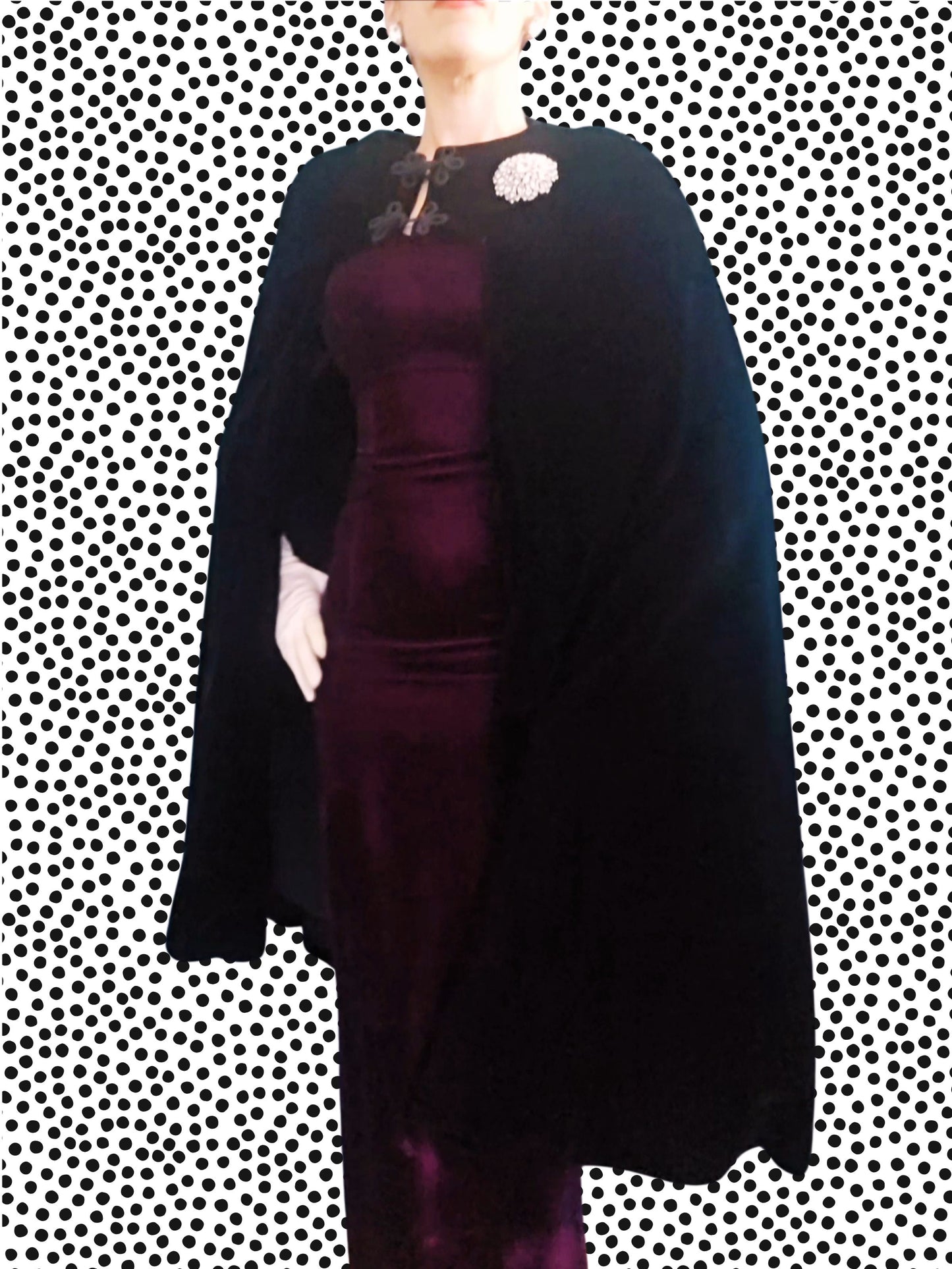 SOLD - Vintage 1960's Black Velvet Cape
