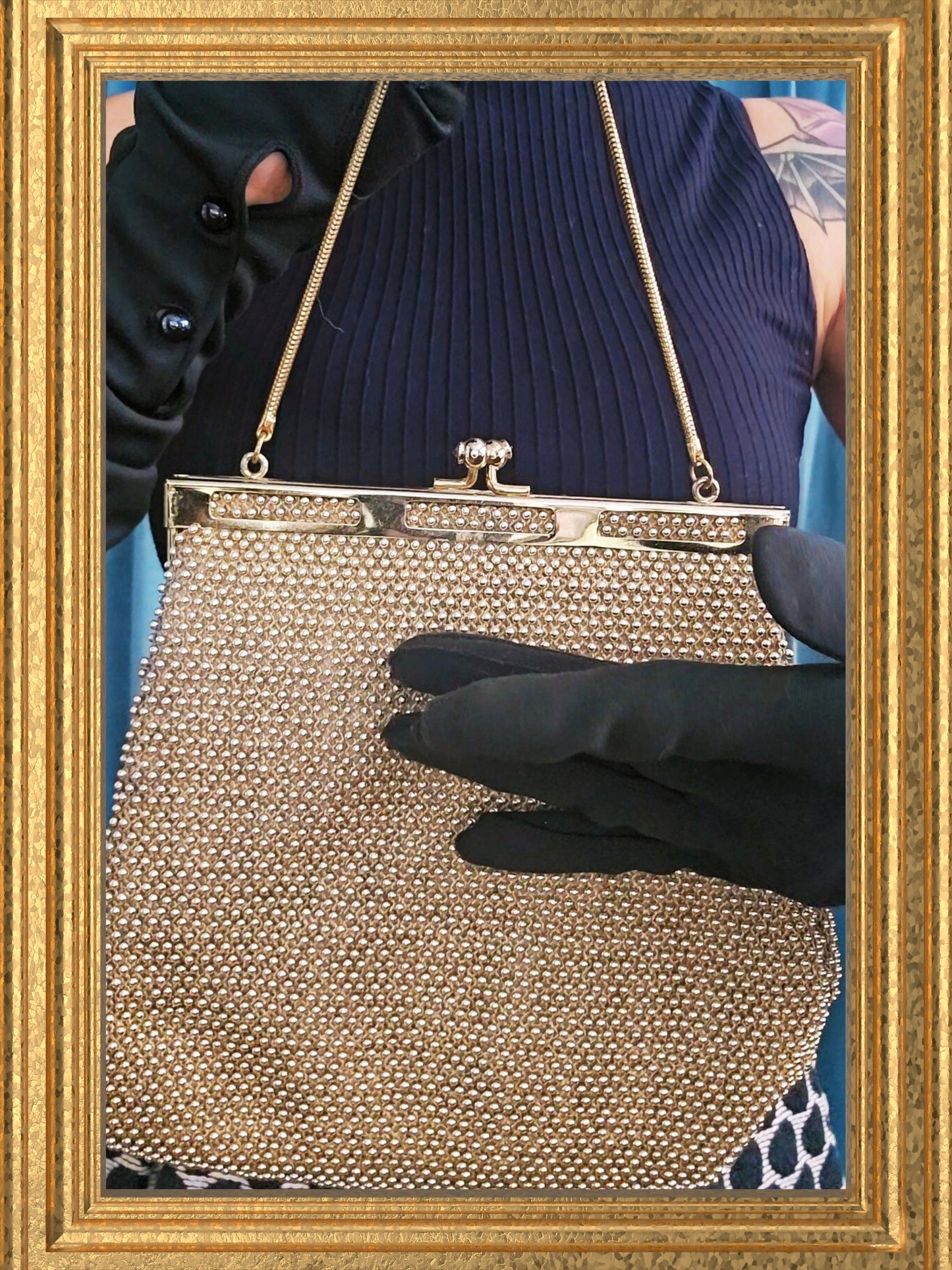 SOLD - "Lumured" Golden Petite Bead Handbag