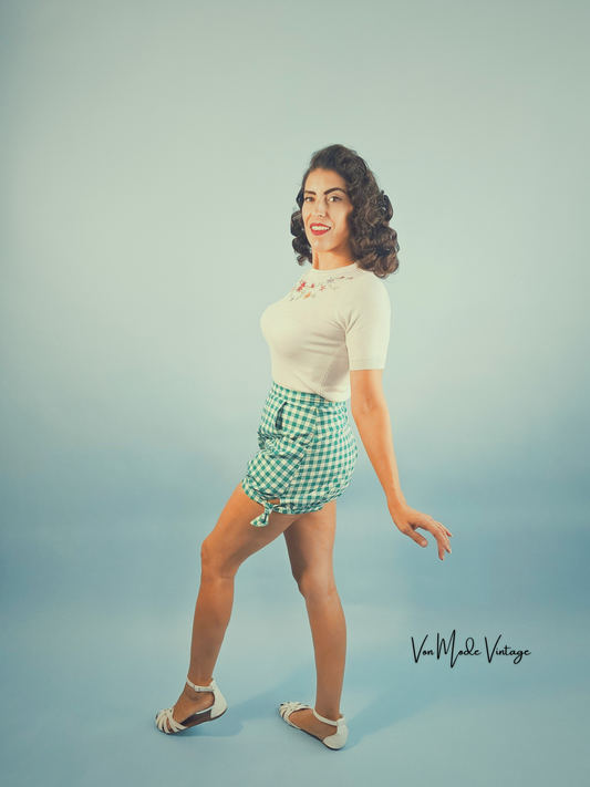 Rylee Gingham Shorts - Green