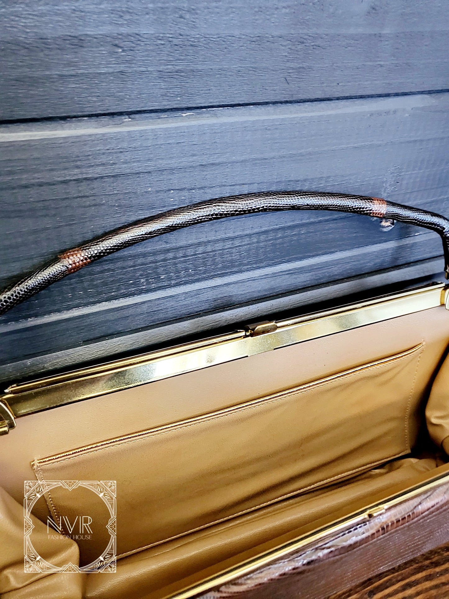 SOLD - Vintage 1950's-1960's Lizard Clutch/Handbag-Brown