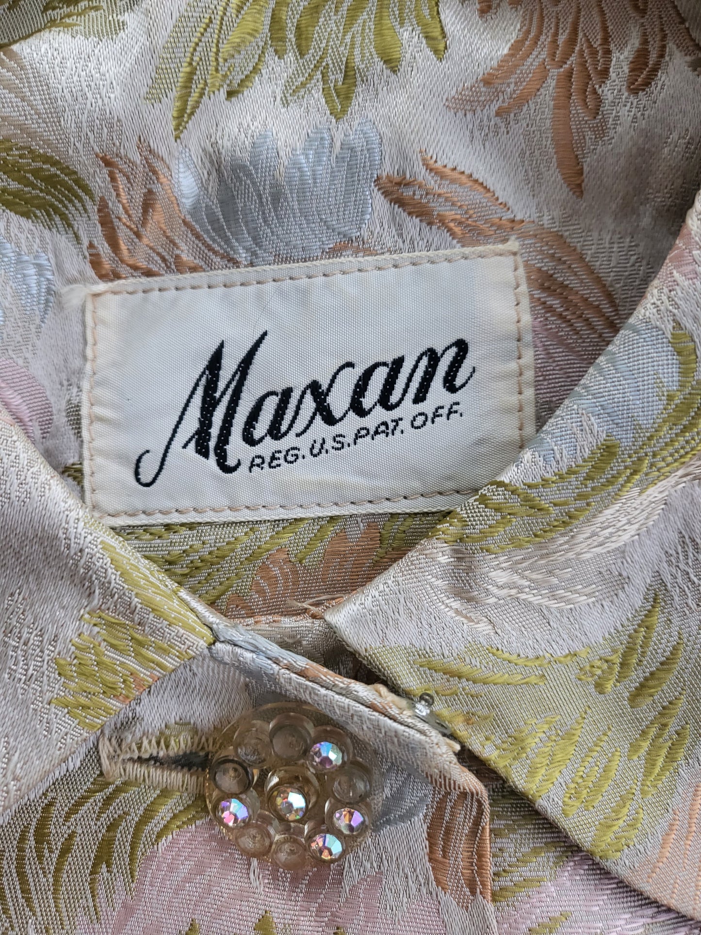 SOLD - Vintage 1950's-1960's Maxan Floral Satin Evening Coat