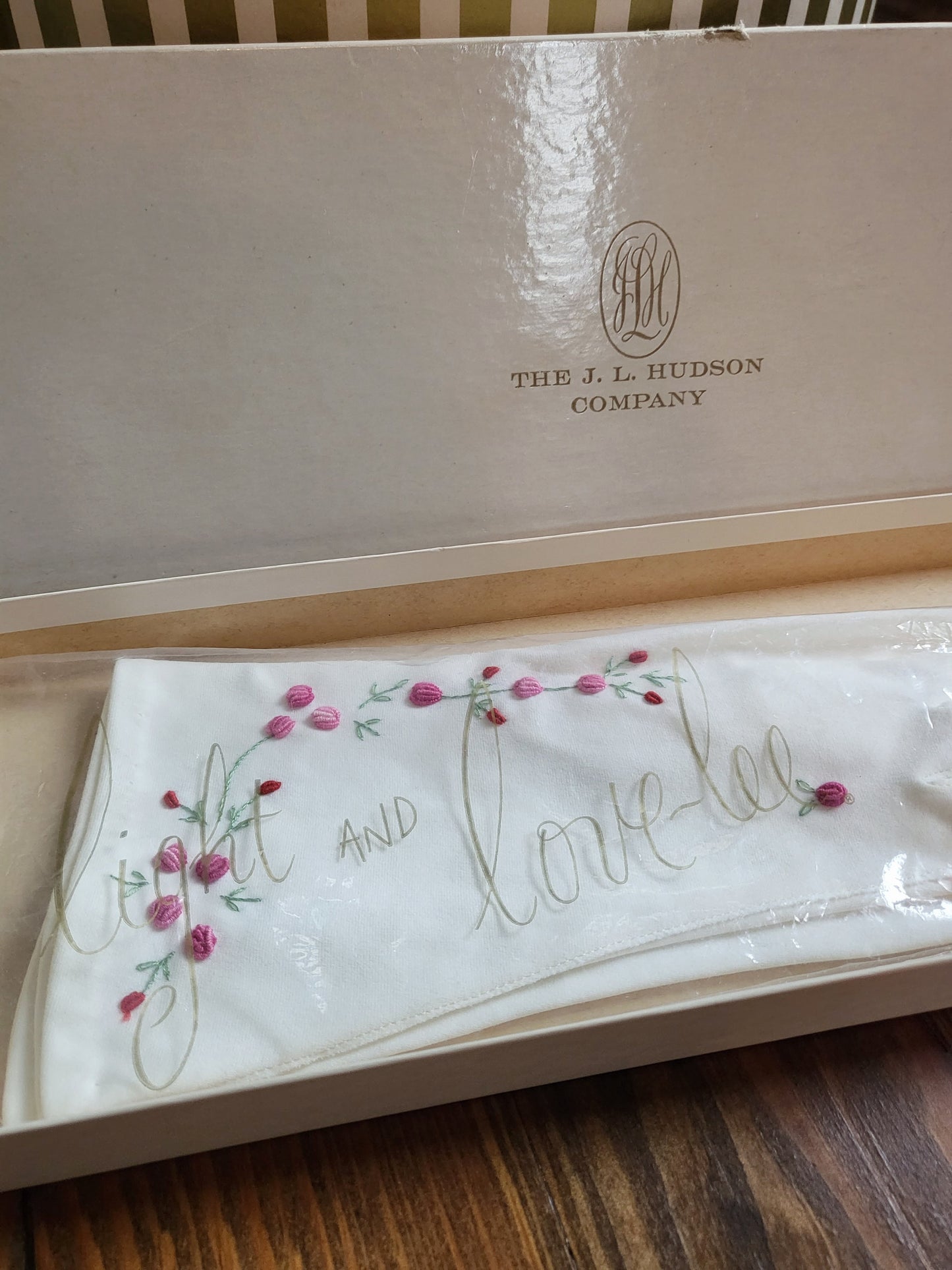 SOLD - Vintage 1950's-1960's Love-Lee by Crescendoe White Gloves with Pink Flowers