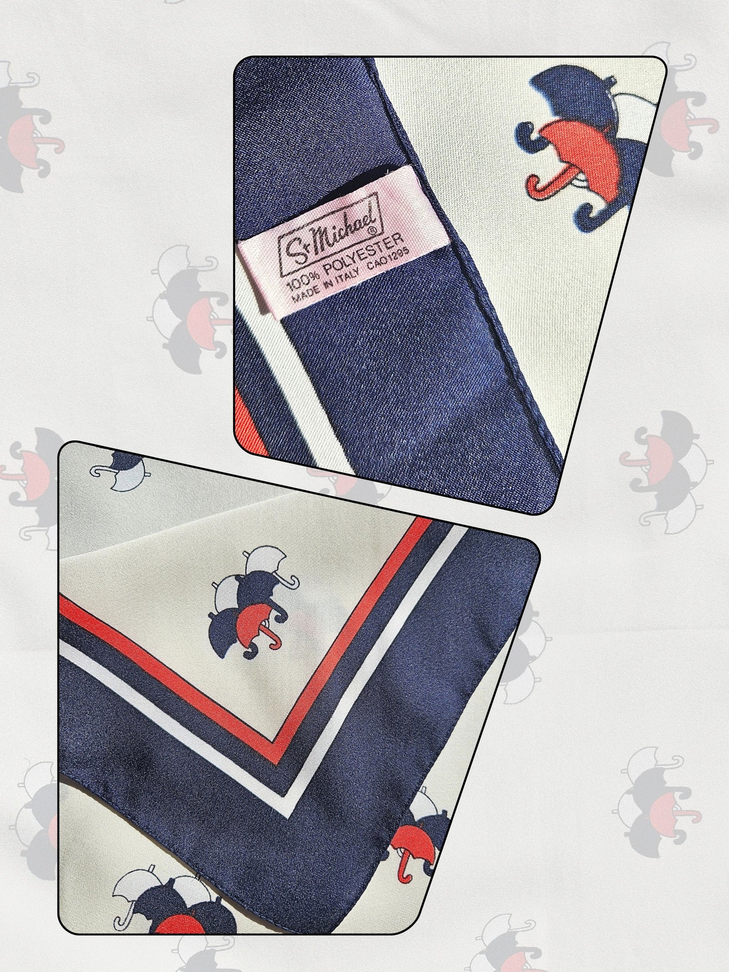 SOLD - Vintage "St. Michael" Umbrella Print Square Scarf