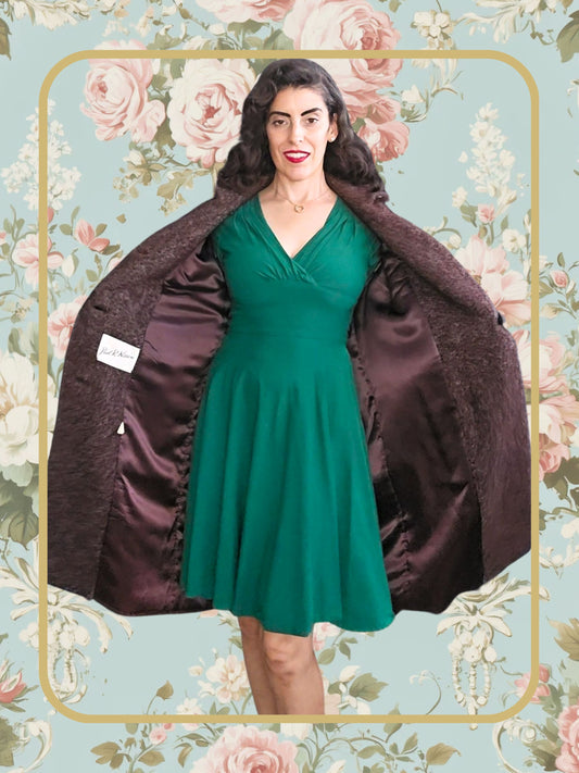 Vintage Brown Bouclé Wool Coat