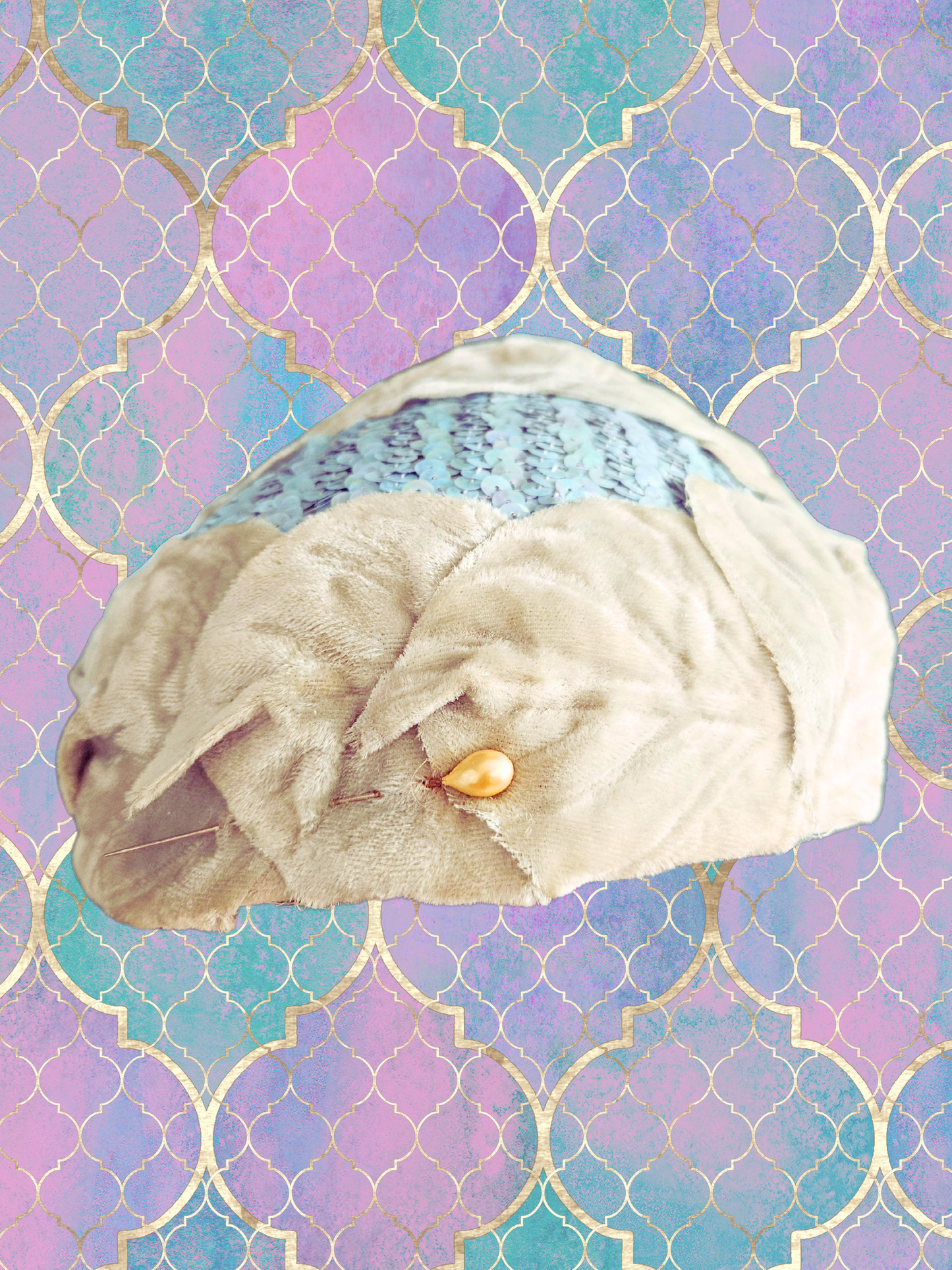 Vintage Blue Sequence Crescent Topper