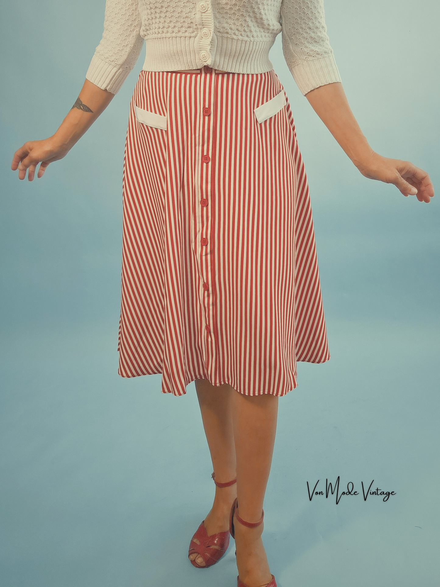 1940s Style Striped Skirt
