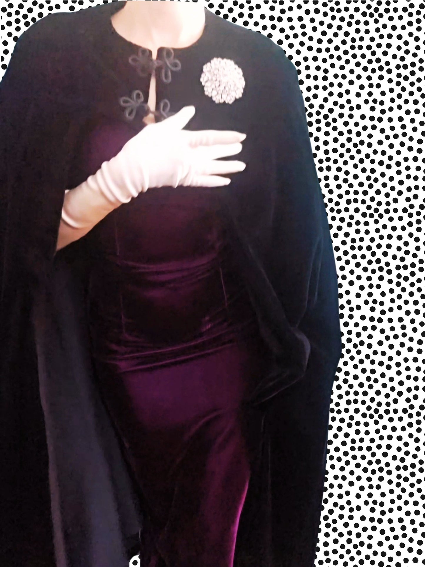 SOLD - Vintage 1960's Black Velvet Cape