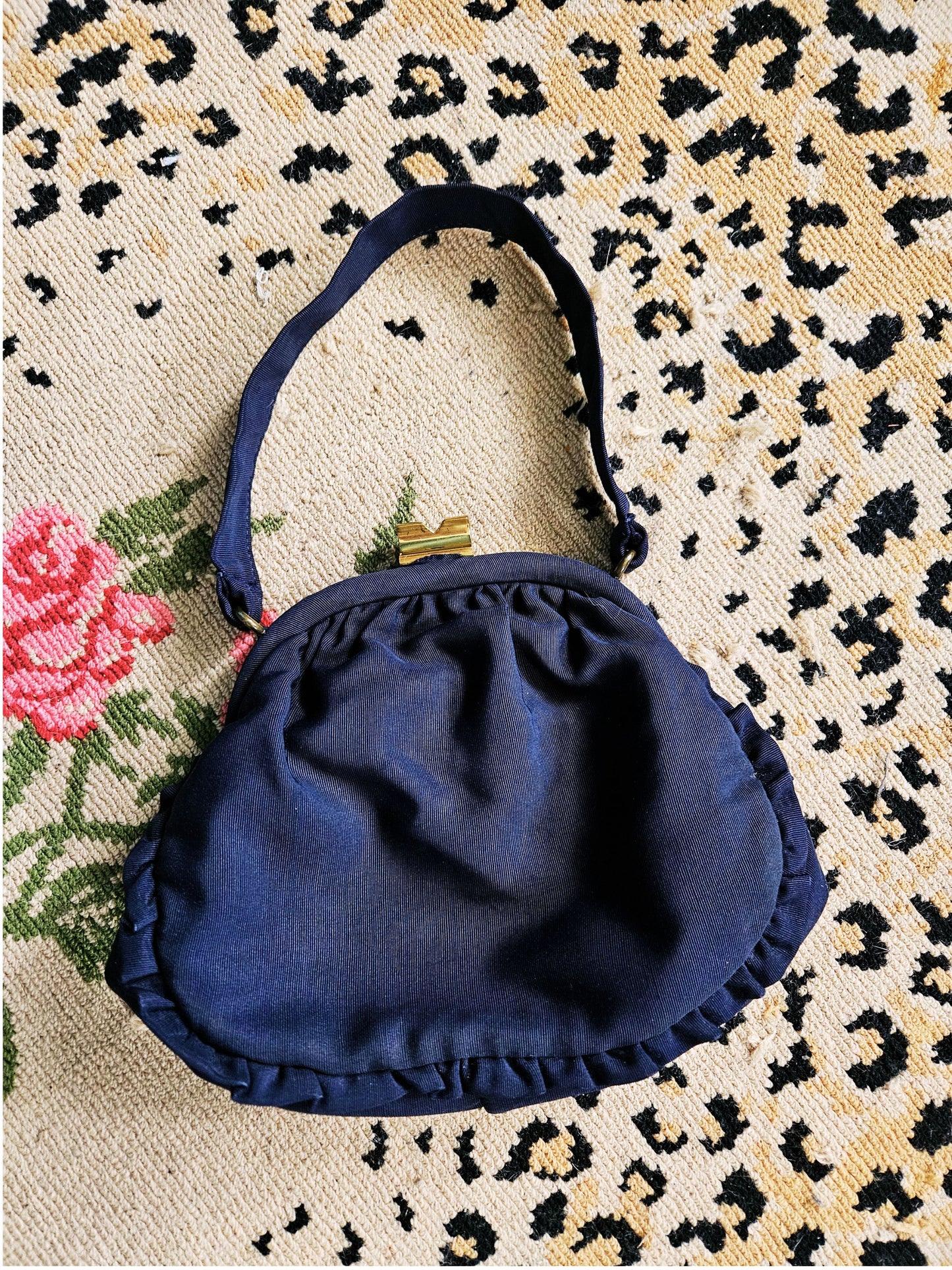 SOLD - Vintage 1940's Navy Purse