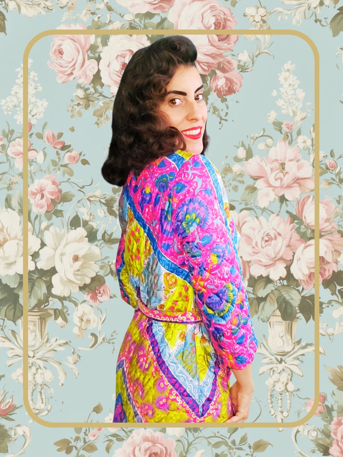 Vintage Quilted Lounge Coat