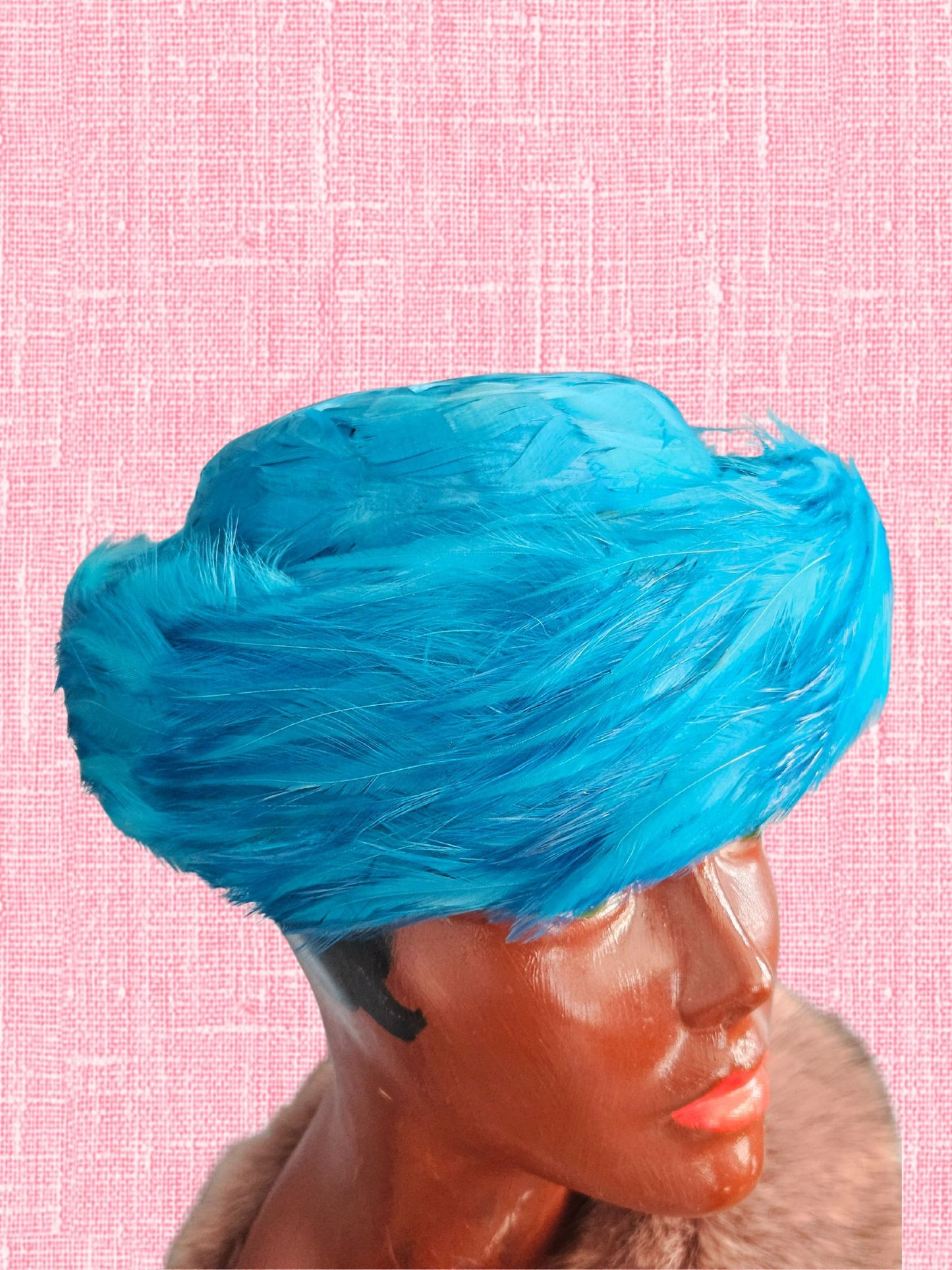 SOLD - Vintage 1950's -1960's Blue Feather Topper