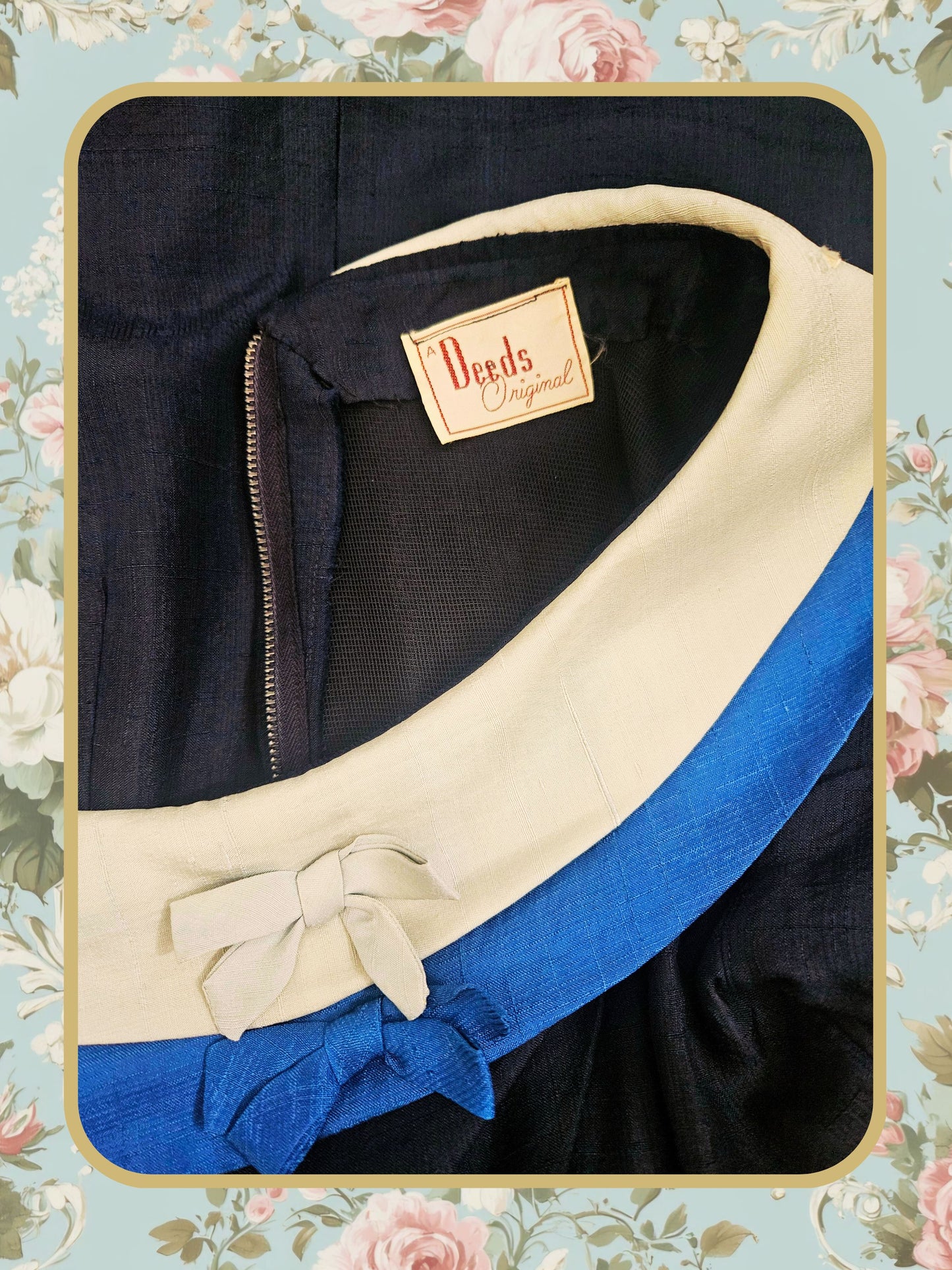SOLD Vintage 1960's Navy Silk Wiggle Dress