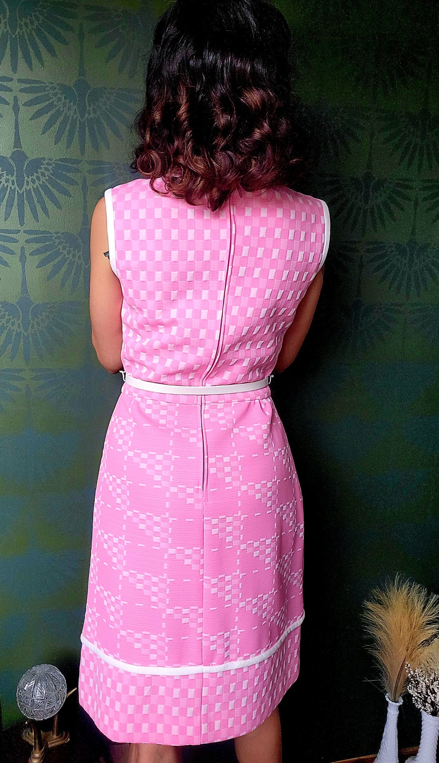 SOLD - Vintage 1960's Kay Windsor for B. Altman & Co. Pink Check Shift Dress