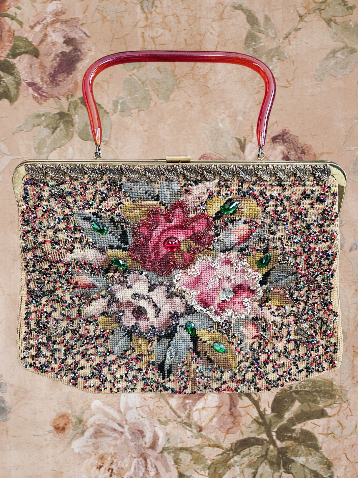 SOLD - Vintage 1940's-1960's "Souré" Embellished Handbag