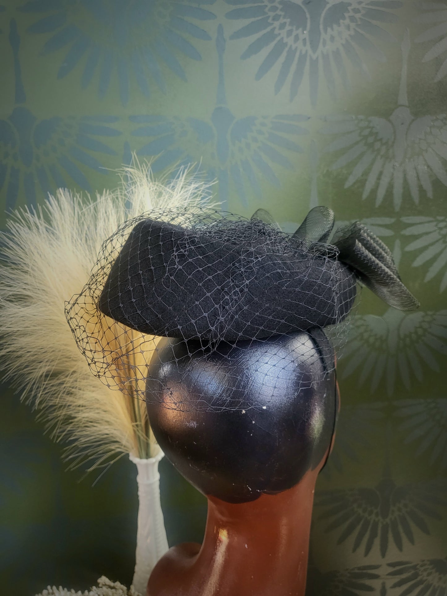 SOLD - Vintage 1950's "Bollman" Black Felted Wool Topper