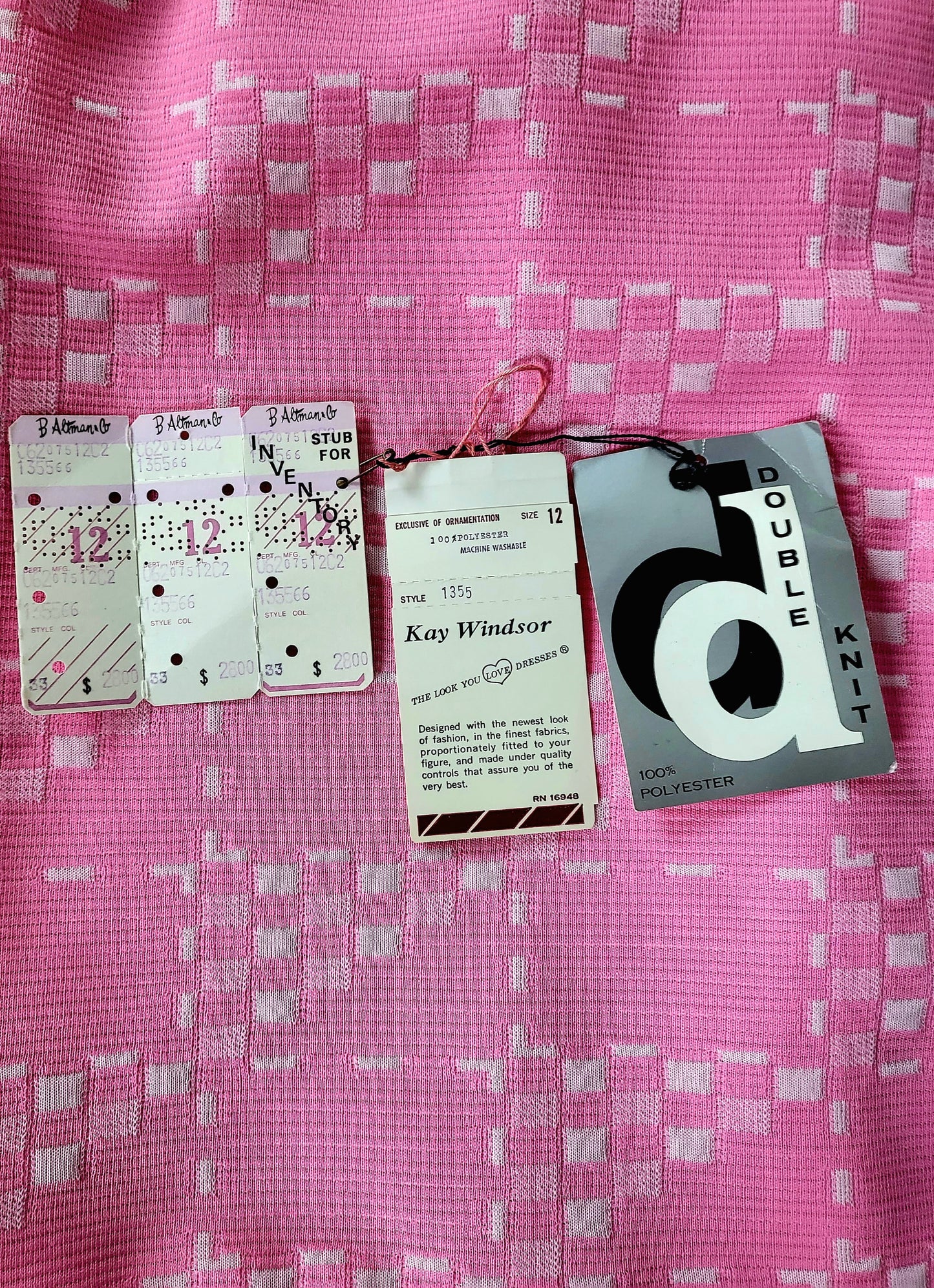 SOLD - Vintage 1960's Kay Windsor for B. Altman & Co. Pink Check Shift Dress
