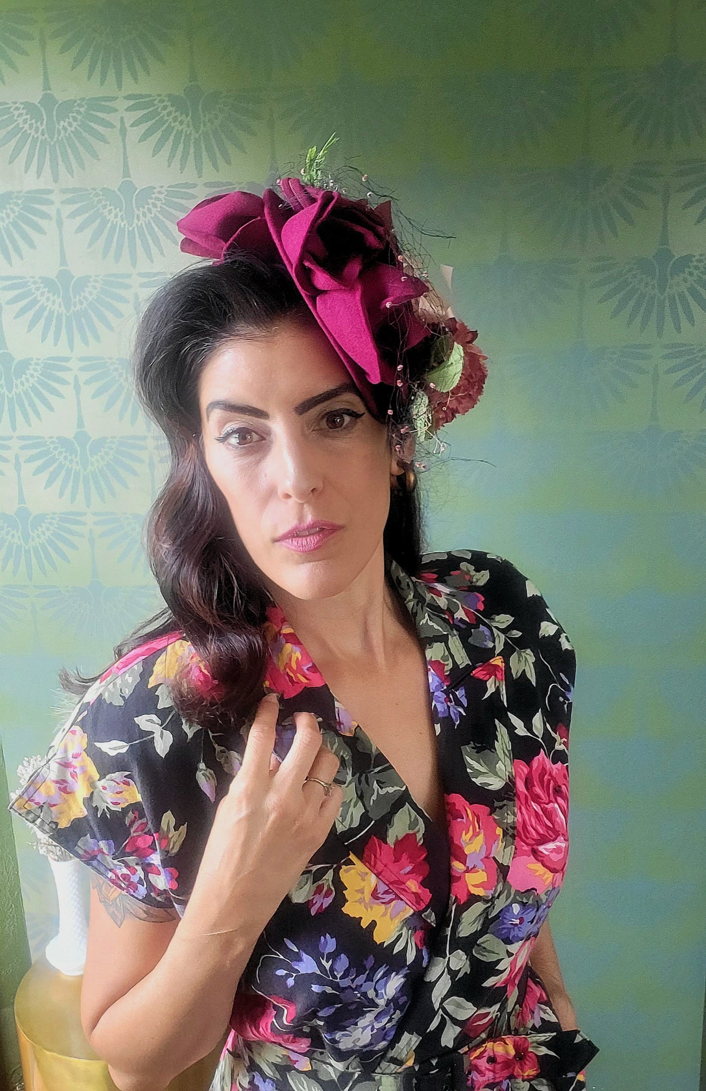 SOLD - Vintage 1980's "Carol Anderson" Dark Floral Fit & Flare Dress